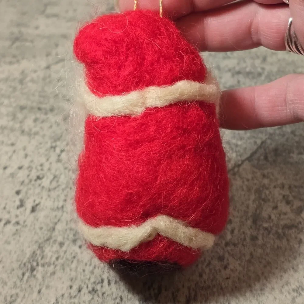 Needle Felt Wool Christmas Ornament Santa Claus Handmade Primitive Folk Art